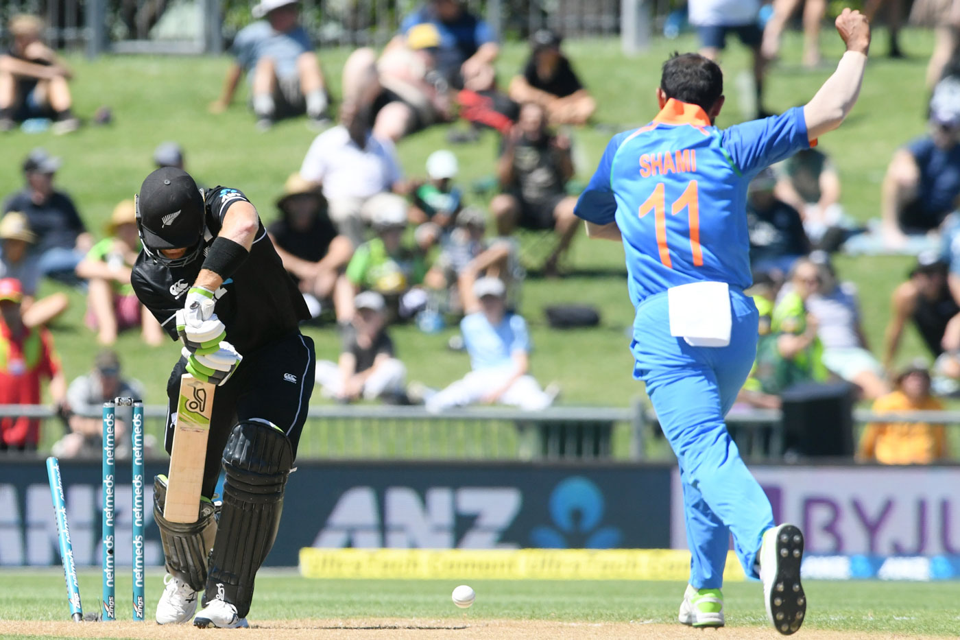Shikhar Dhawan scored a match-winning knock of unbeaten 75 runs as India defeated New Zealand by eight wickets in the first ODI in Napier. The win helps visitors India take a 1-0 lead in the five-match ODI series. India chased down the revised target of 156 runs with 85 balls to spare in Napier. Mohammed Shami bagged the man of the match award.